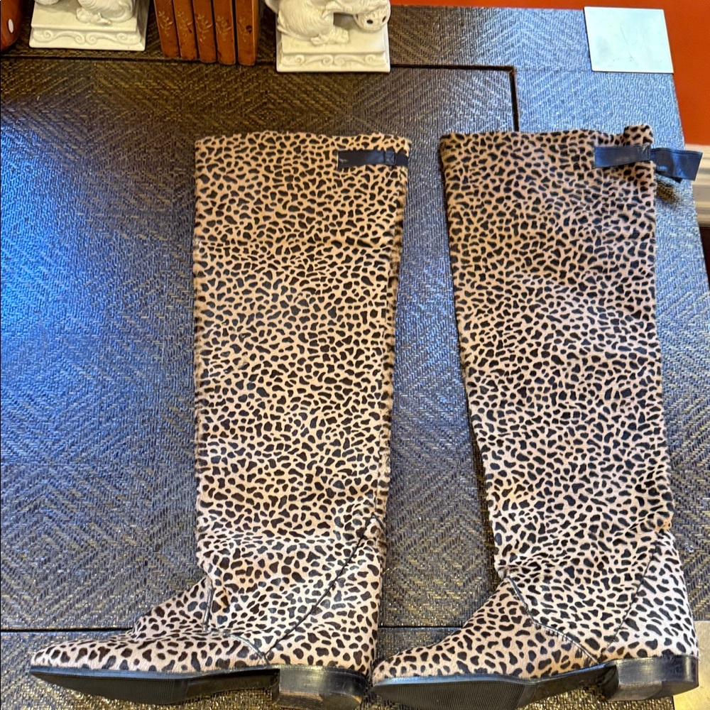 Leopard Print fur Over the Knee Boots